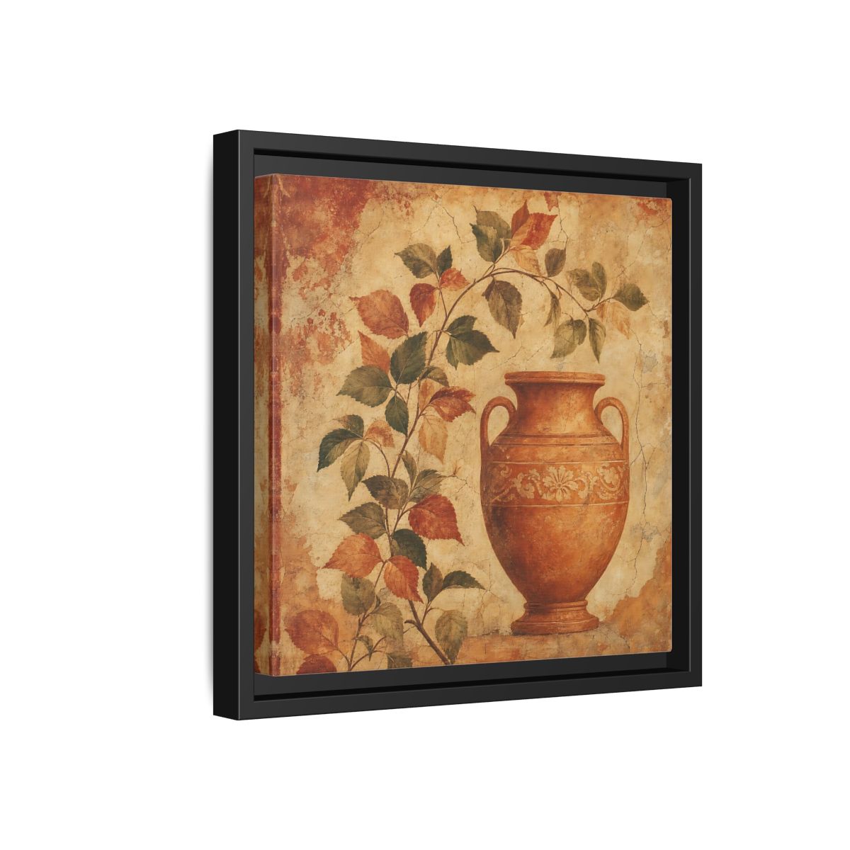 Side Mockup 18. Nature Ancient Vase Terracotta And Green shown as stretched canvas wall art
