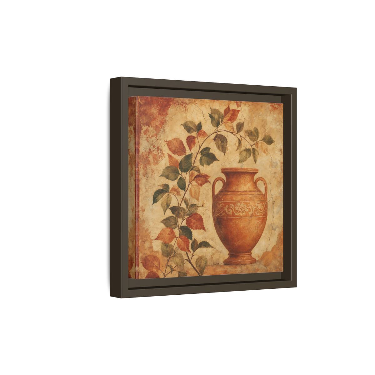 Side Mockup 20. Nature Ancient Vase Terracotta And Green shown as stretched canvas wall art