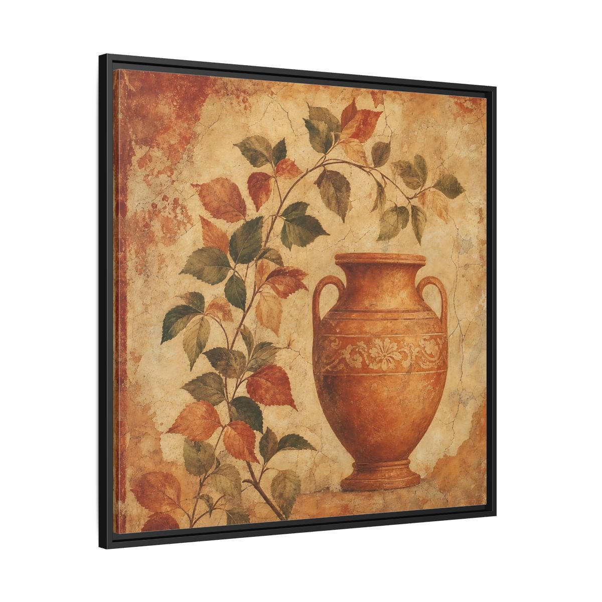 Side Mockup 30. Nature Ancient Vase Terracotta And Green shown as stretched canvas wall art