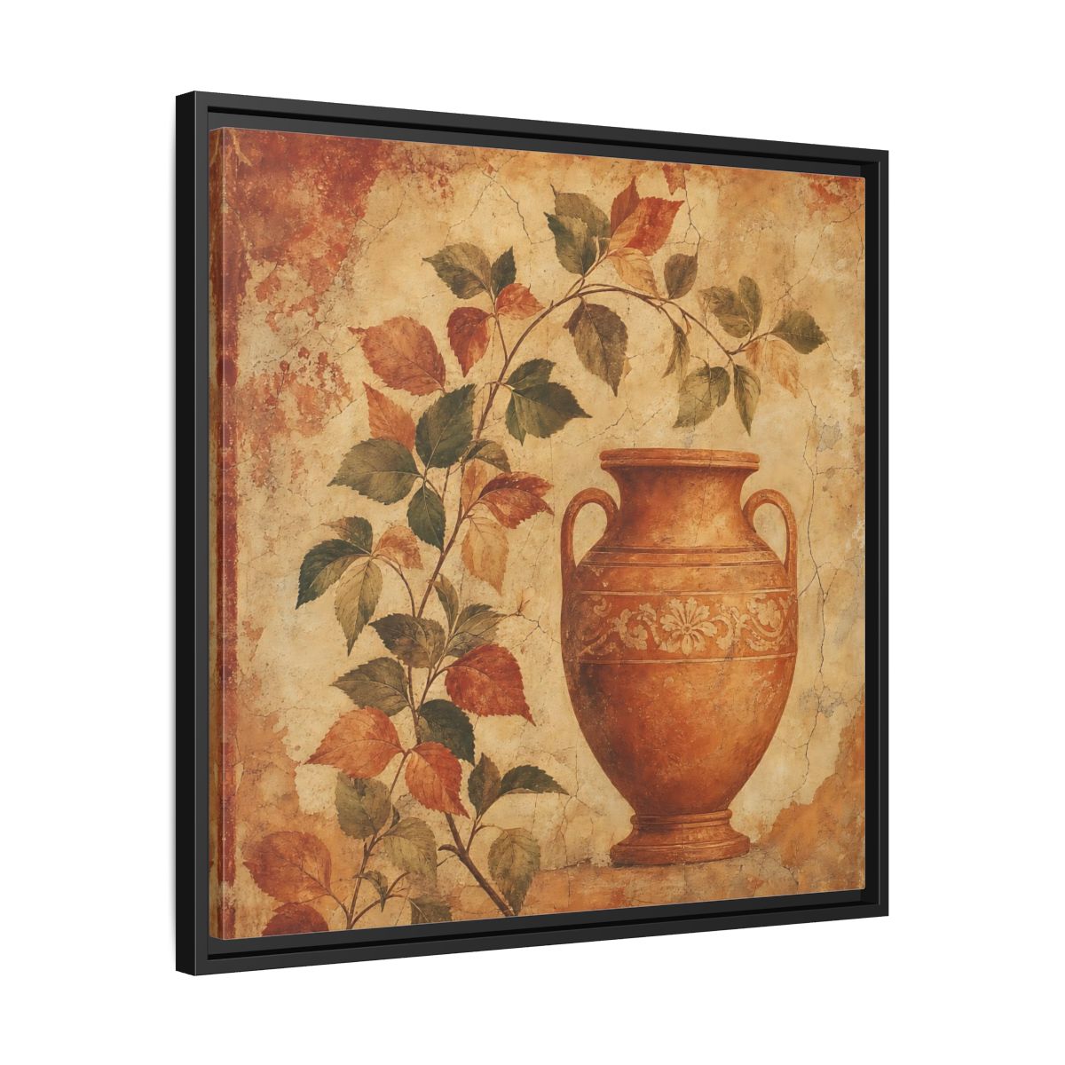 Side Mockup 31. Nature Ancient Vase Terracotta And Green shown as stretched canvas wall art