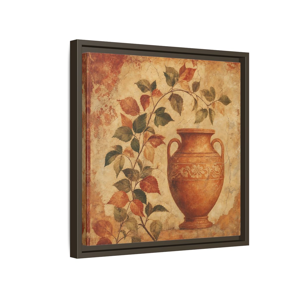Side Mockup 14. Nature Ancient Vase Terracotta And Green shown as stretched canvas wall art