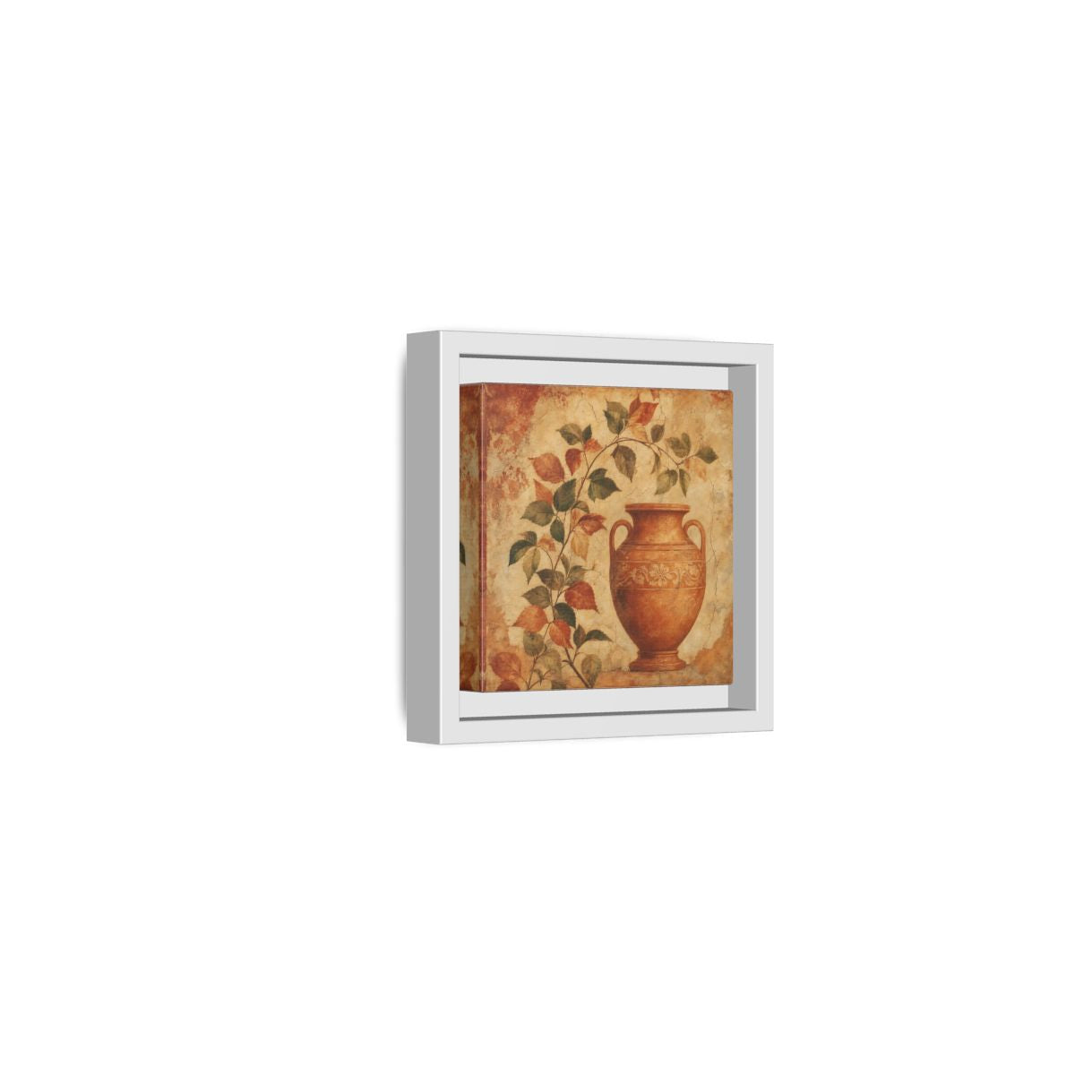 Side Mockup 22. Nature Ancient Vase Terracotta And Green shown as stretched canvas wall art