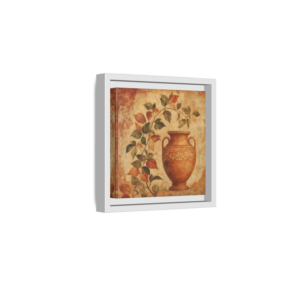 Side Mockup 1. Nature Ancient Vase Terracotta And Green shown as stretched canvas wall art
