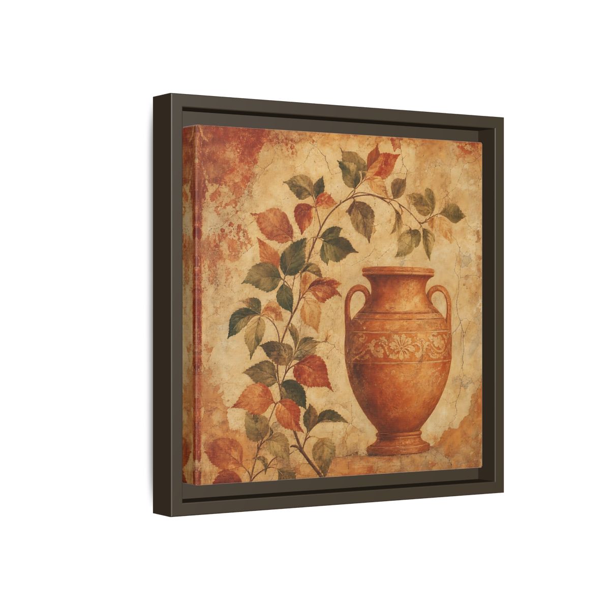 Side Mockup 17. Nature Ancient Vase Terracotta And Green shown as stretched canvas wall art