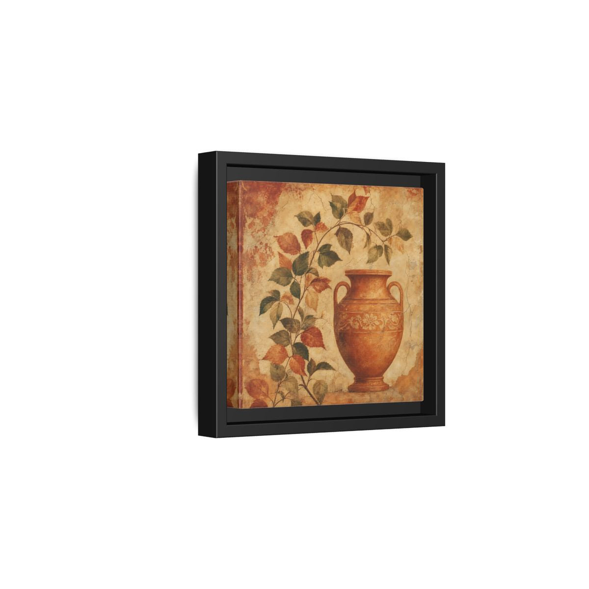Side Mockup 3. Nature Ancient Vase Terracotta And Green shown as stretched canvas wall art