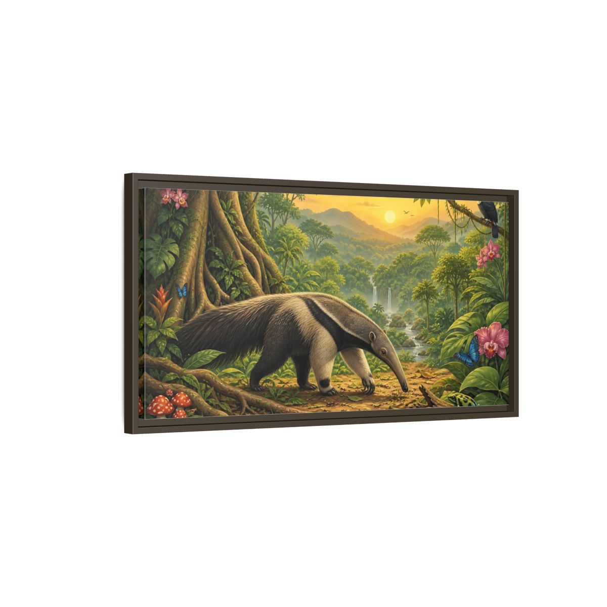 Main Mockup. Nature Anteater Rainforest Animals shown as stretched canvas wall art