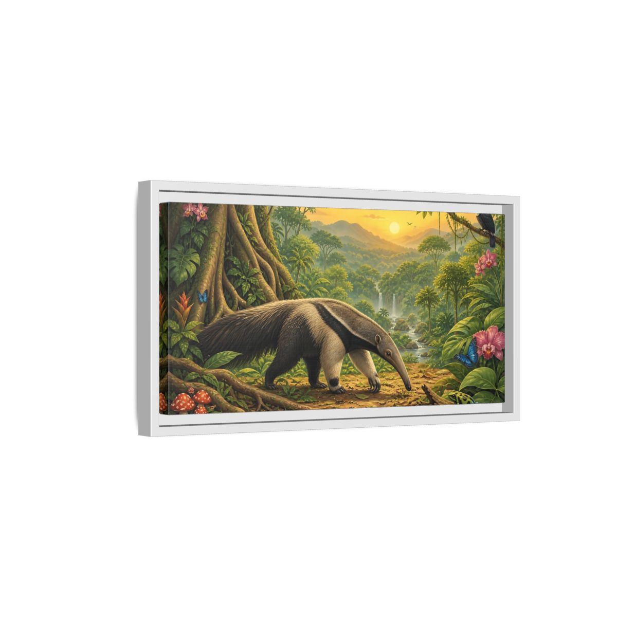 Side Mockup 6. Nature Anteater Rainforest Animals shown as stretched canvas wall art