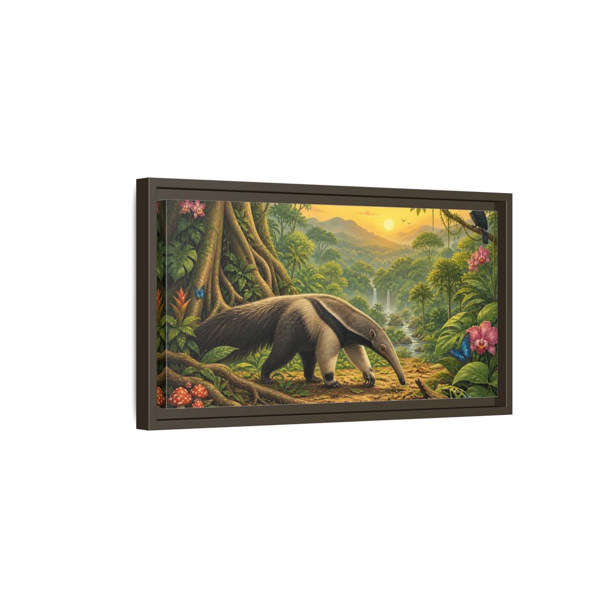 Side Mockup 7. Nature Anteater Rainforest Animals shown as stretched canvas wall art