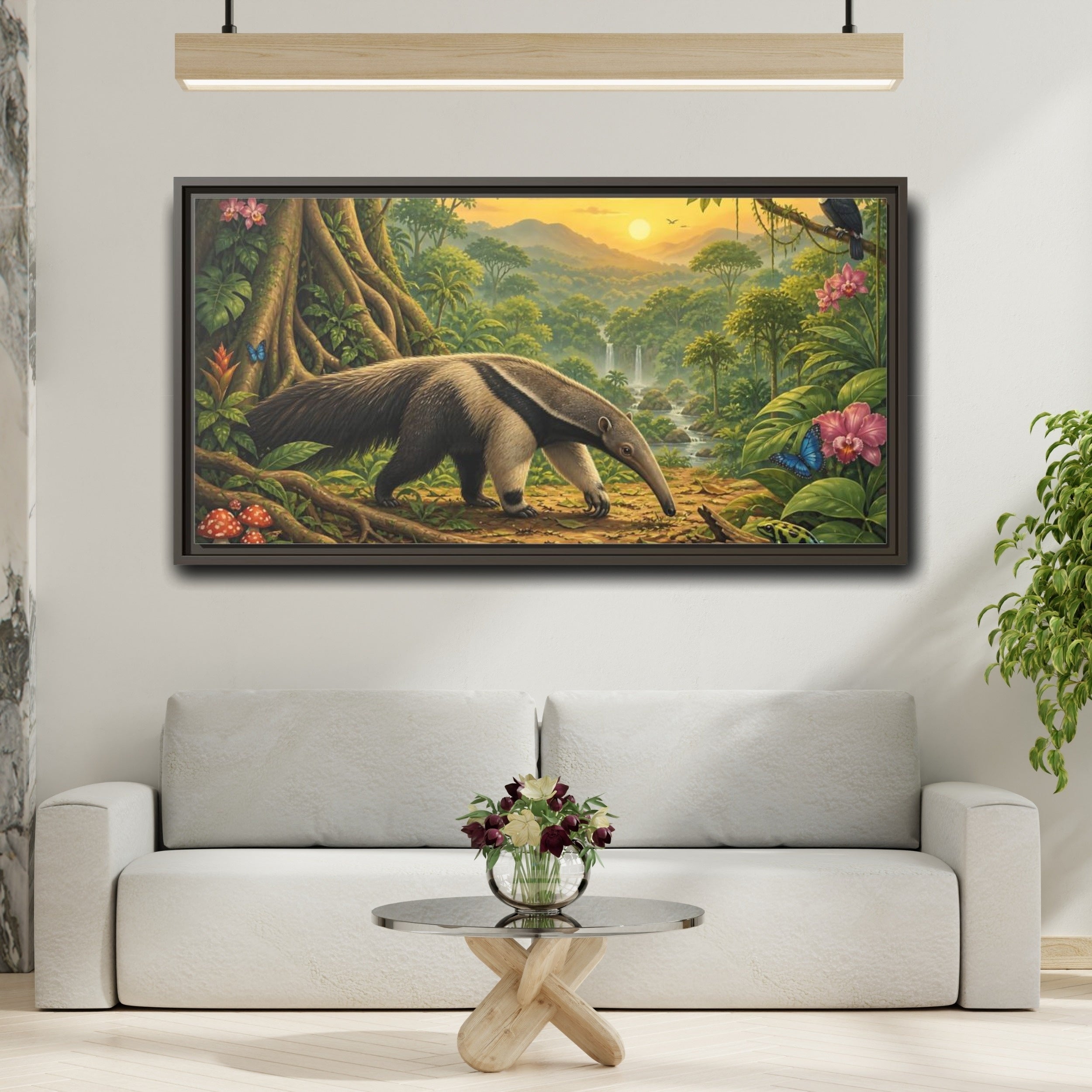Mockup 2. Nature Anteater Rainforest Animals shown as stretched canvas wall art
