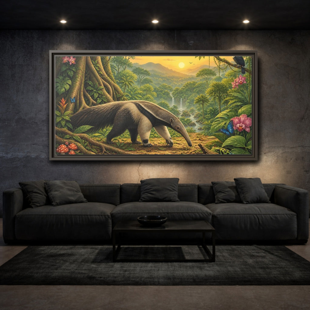 Mockup 3. Nature Anteater Rainforest Animals shown as stretched canvas wall art