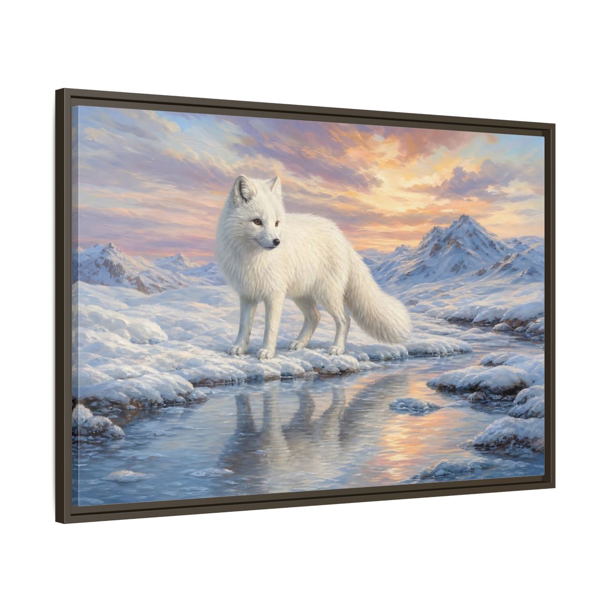 Main Mockup. Nature Arctic Fox White Fox Arctic shown as stretched canvas wall art