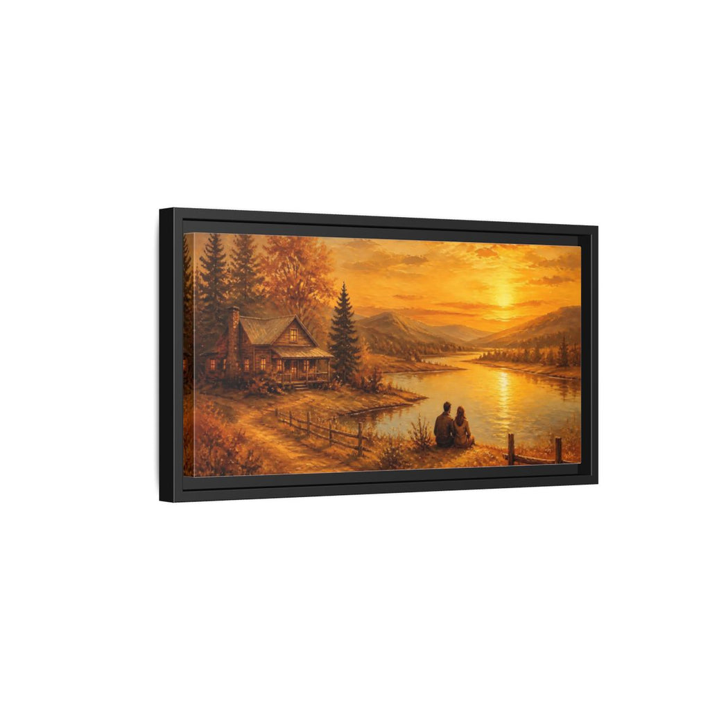 Side Mockup 8. Nature Autumn Landscape Golden Sunset shown as stretched canvas wall art