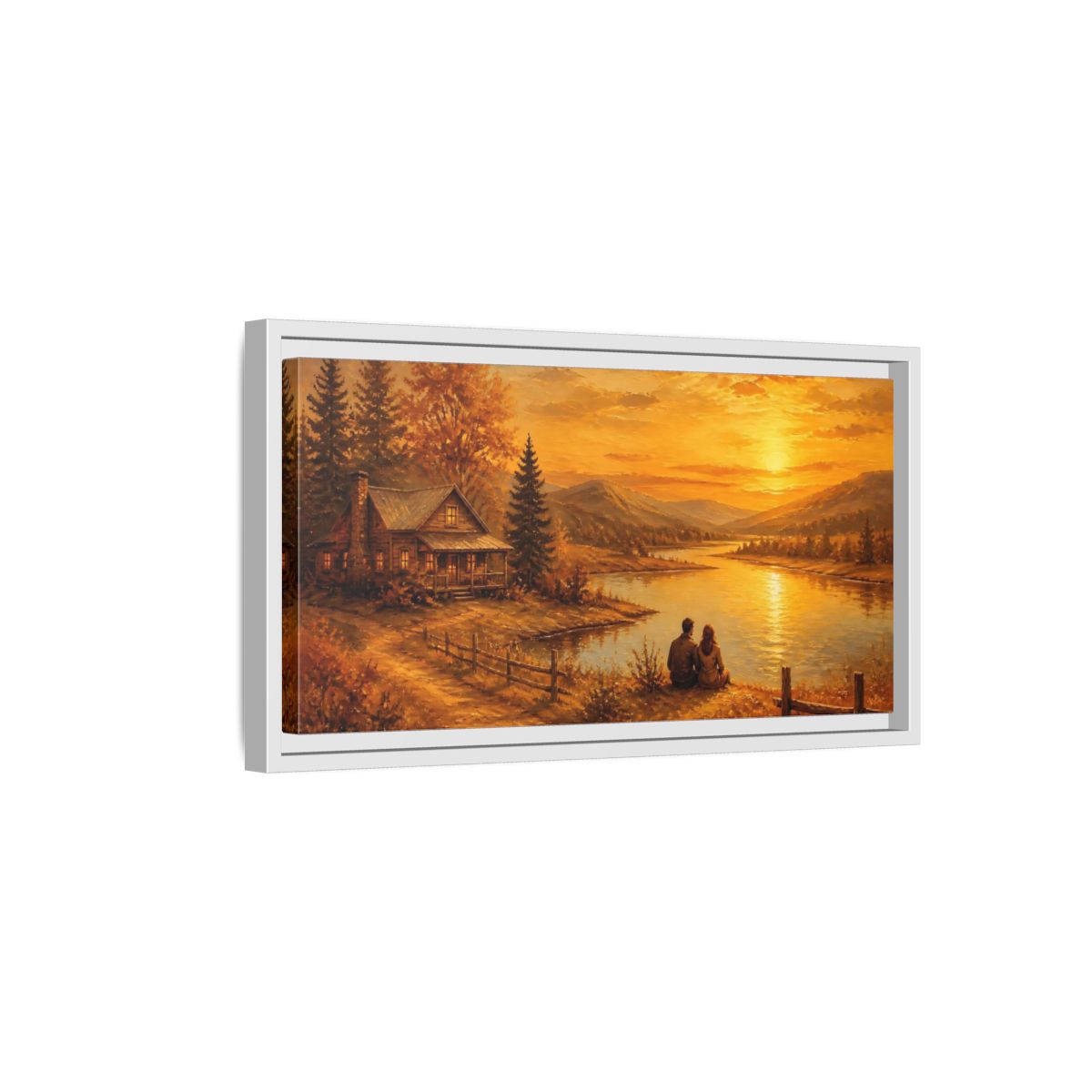 Side Mockup 6. Nature Autumn Landscape Golden Sunset shown as stretched canvas wall art