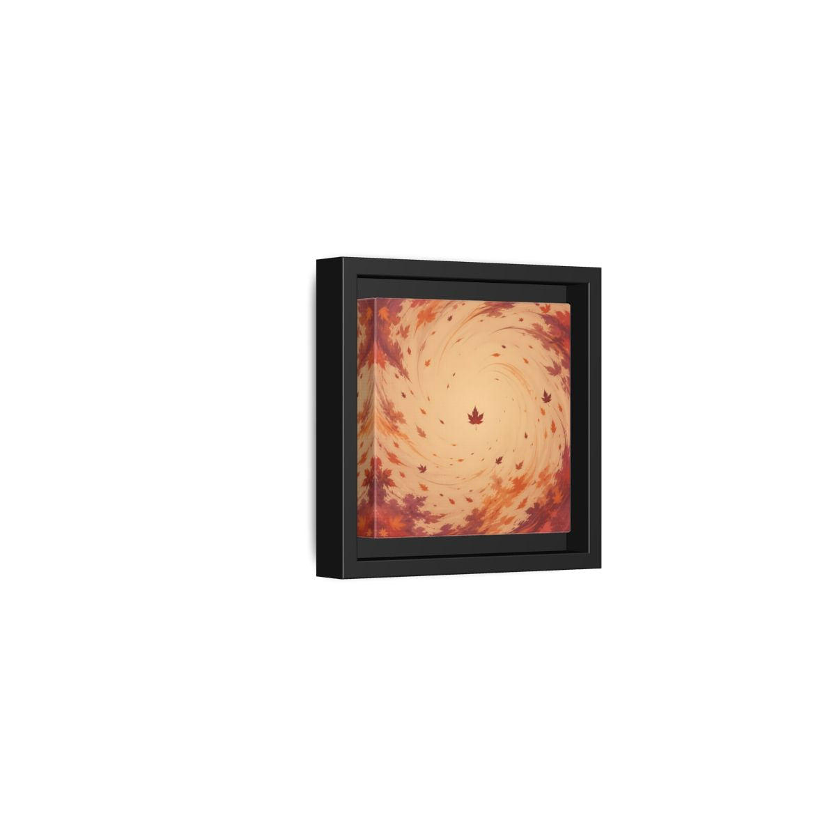 Side Mockup 24. Nature Autumn Leaves Orange And Red Swirl shown as stretched canvas wall art