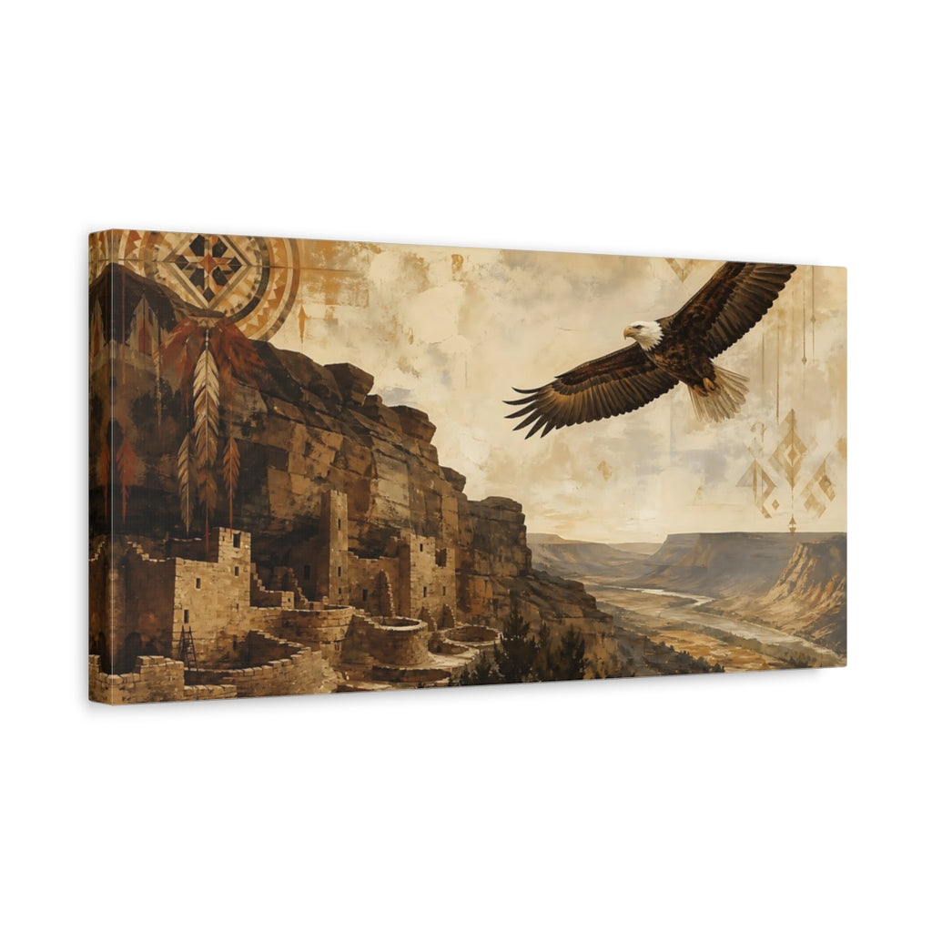 Side Mockup 3. Nature Bald Eagle Brown And Tan shown as stretched canvas wall art
