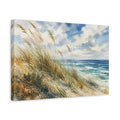 Side Mockup 4. Nature Beach Dunes Blue And Brown shown as stretched canvas wall art