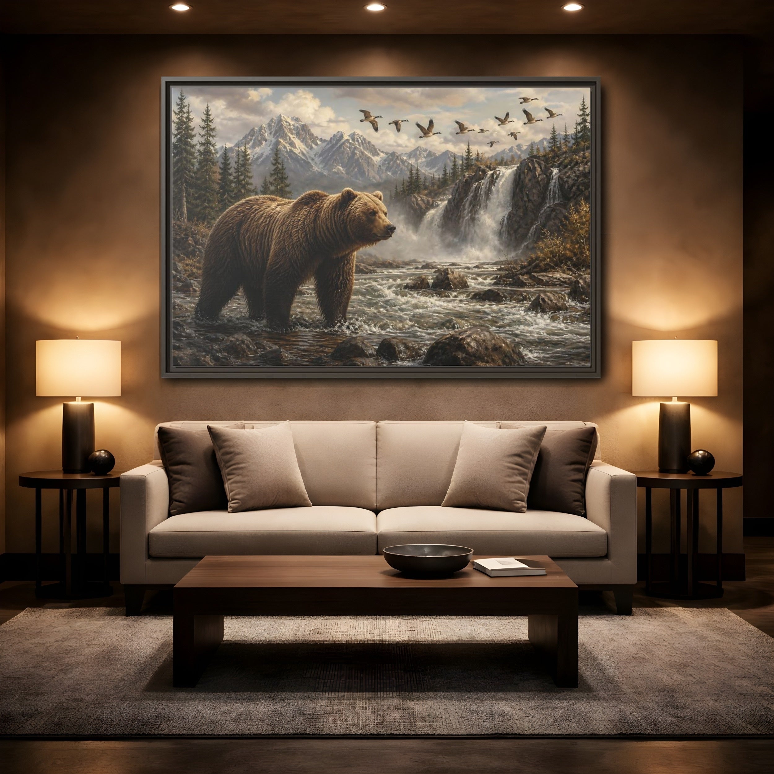 Mockup 2. Nature Bear Brown Bear Nature shown as stretched canvas wall art