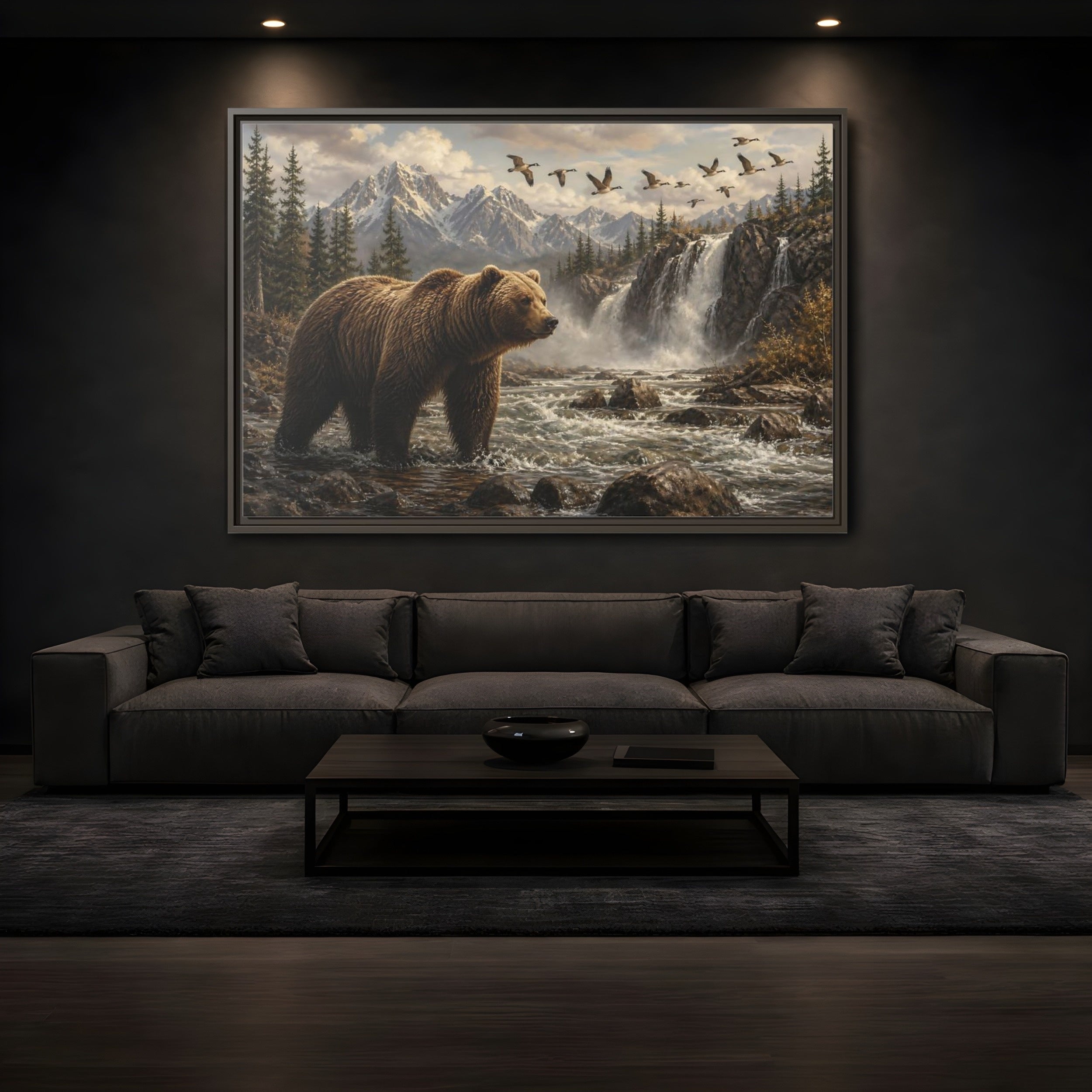 Mockup 3. Nature Bear Brown Bear Nature shown as stretched canvas wall art