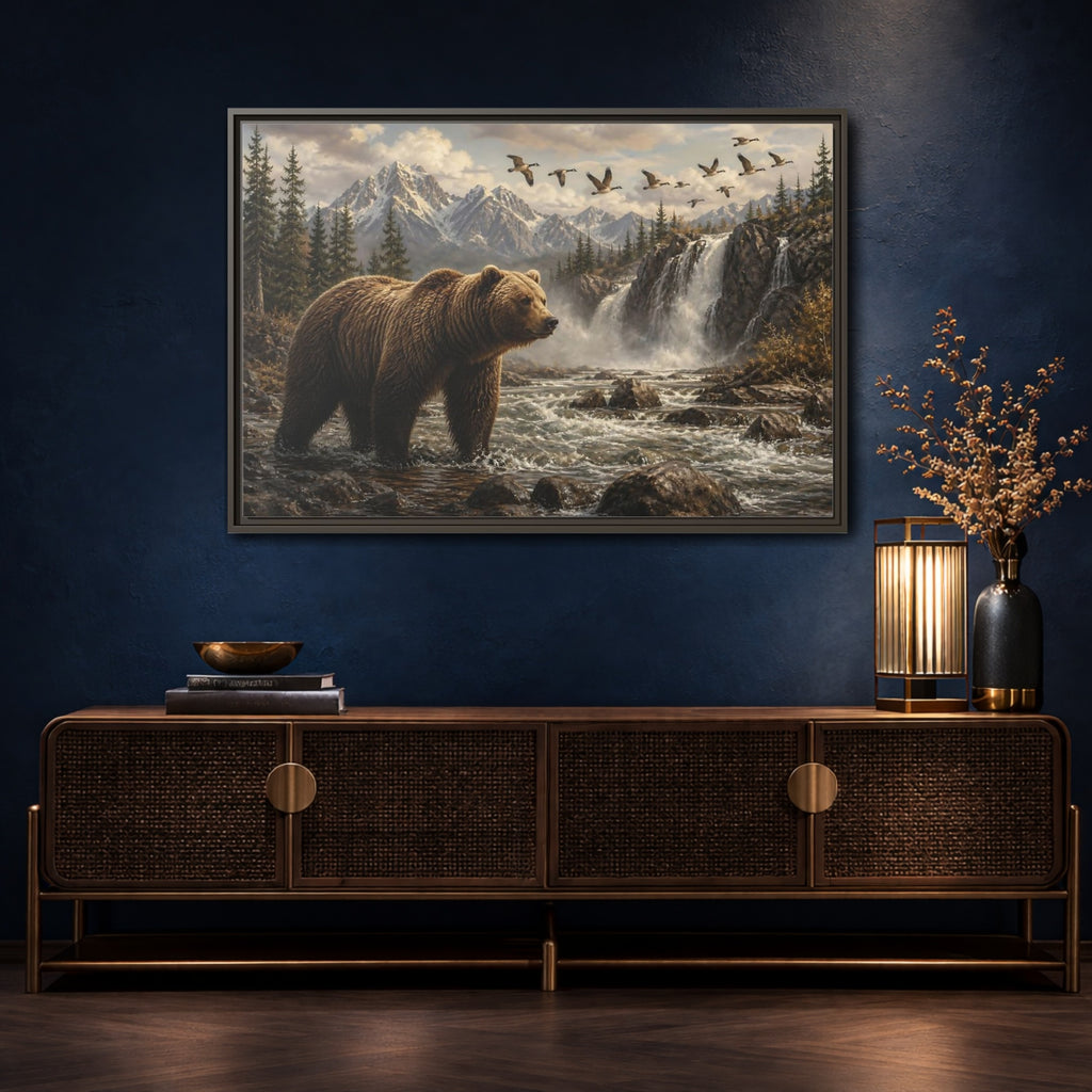 Mockup 4. Nature Bear Brown Bear Nature shown as stretched canvas wall art
