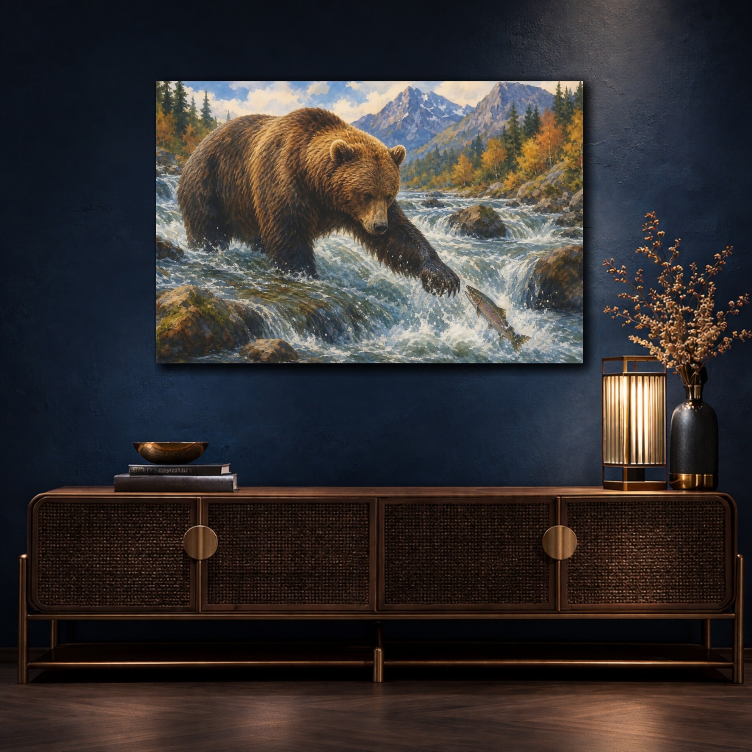 Mockup 4. Nature Bear Brown Bear shown as stretched canvas wall art