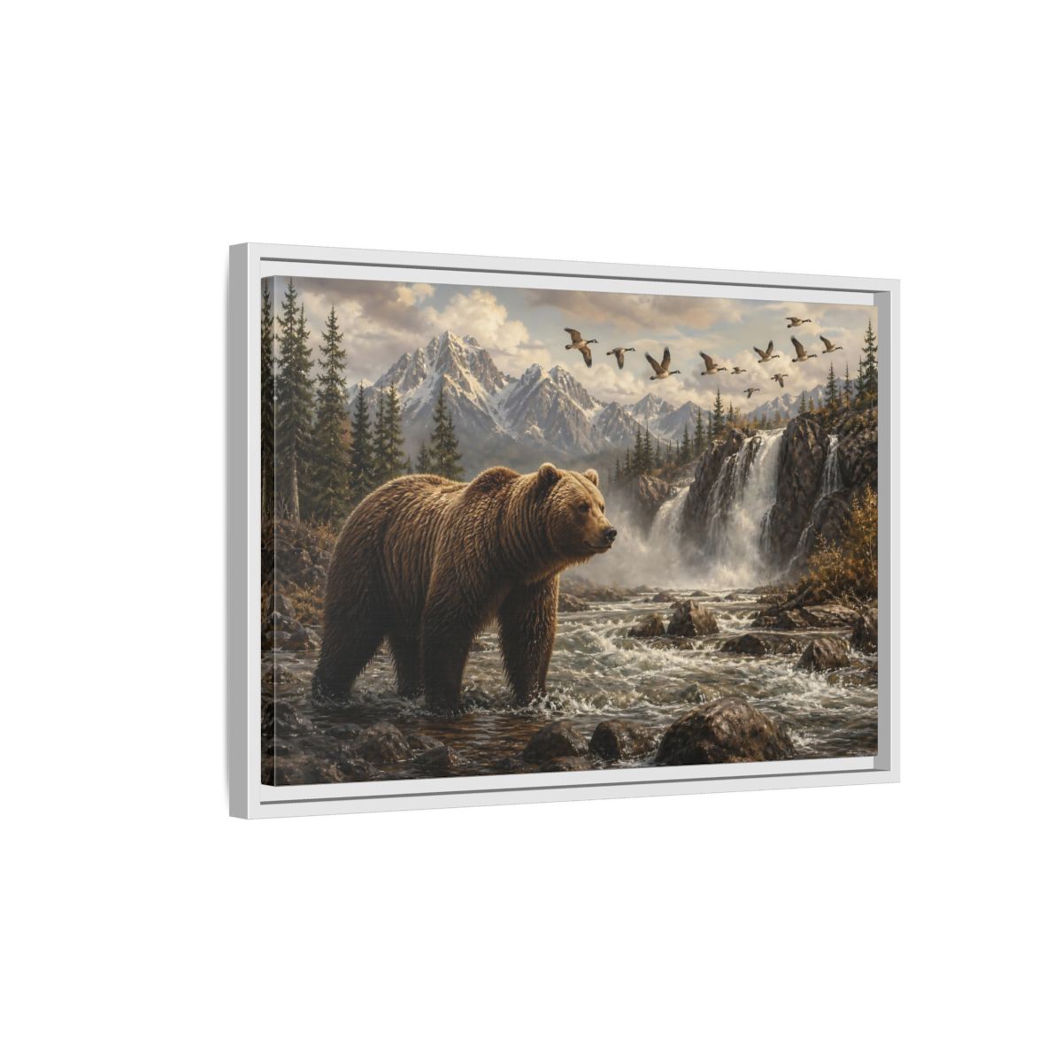 Side Mockup 1. Nature Bear Brown Bear Nature shown as stretched canvas wall art