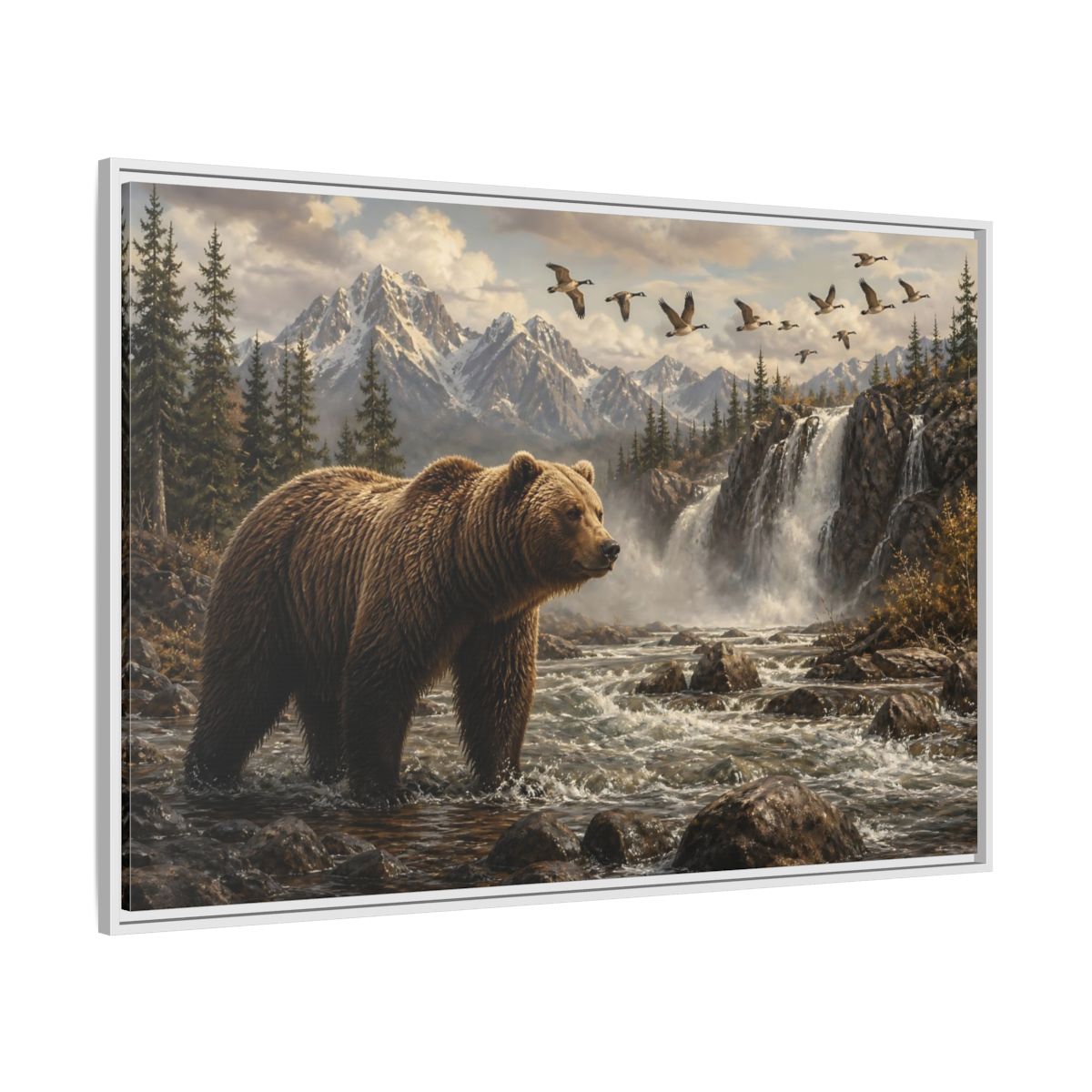 Side Mockup 7. Nature Bear Brown Bear Nature shown as stretched canvas wall art