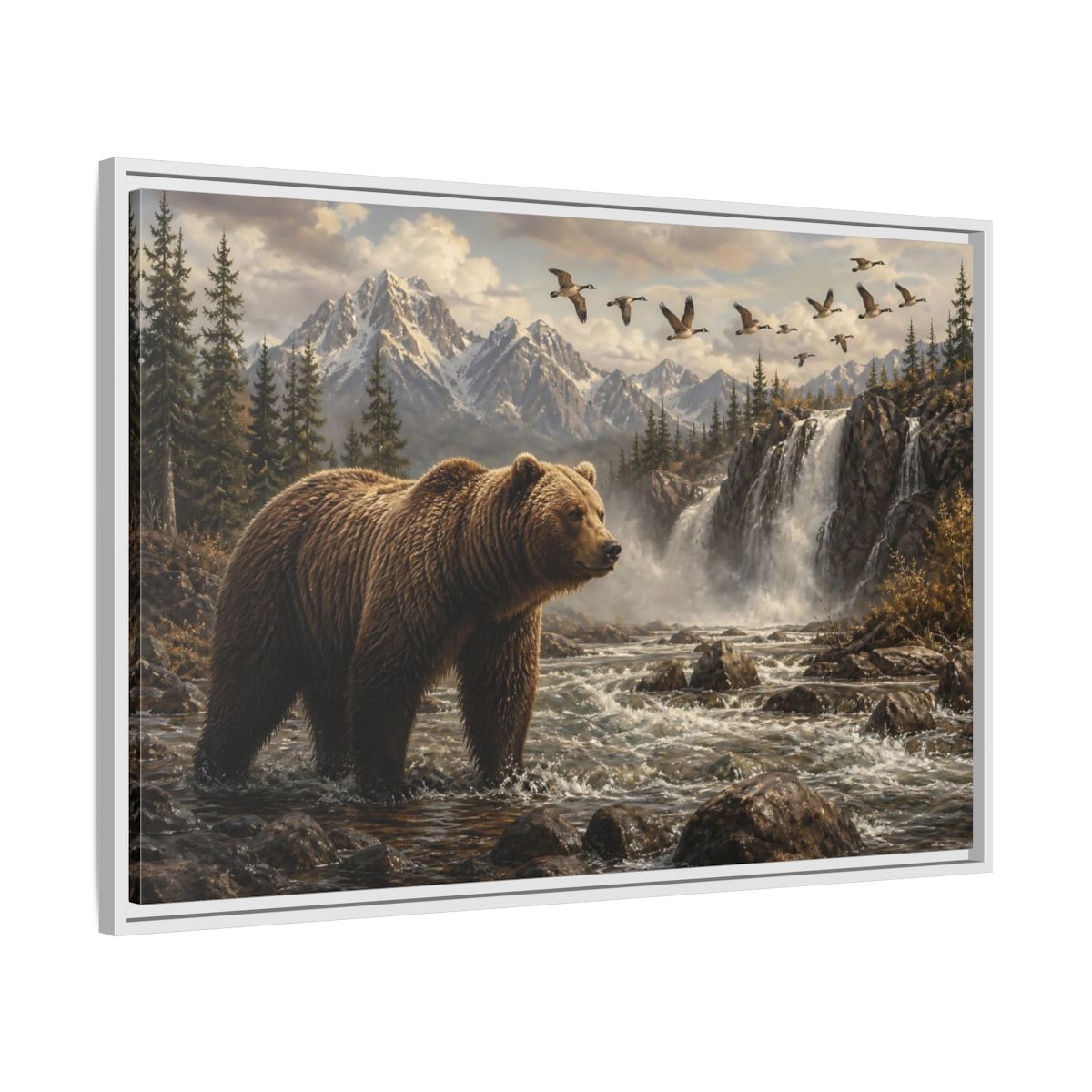 Side Mockup 9. Nature Bear Brown Bear Nature shown as stretched canvas wall art
