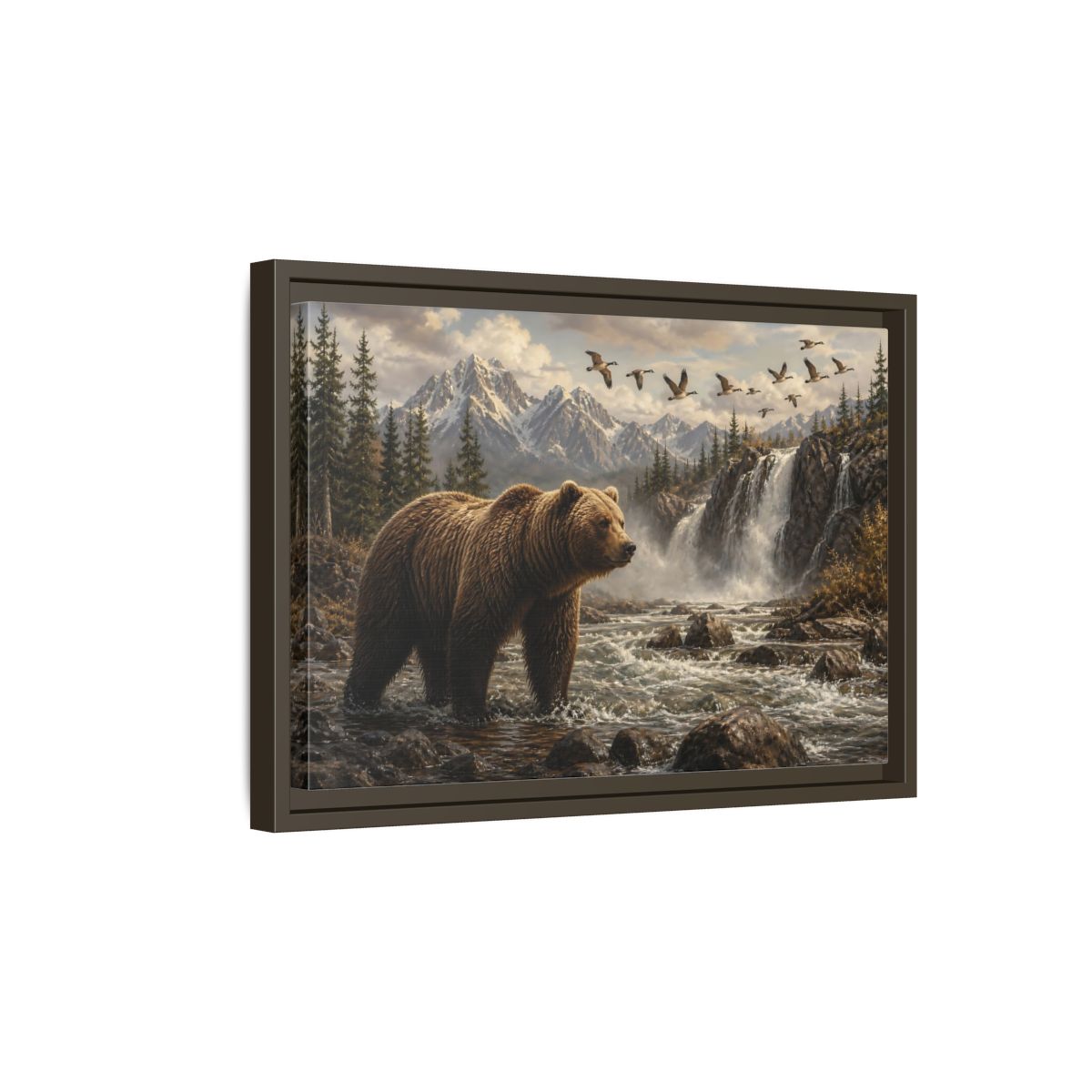 Side Mockup 5. Nature Bear Brown Bear Nature shown as stretched canvas wall art