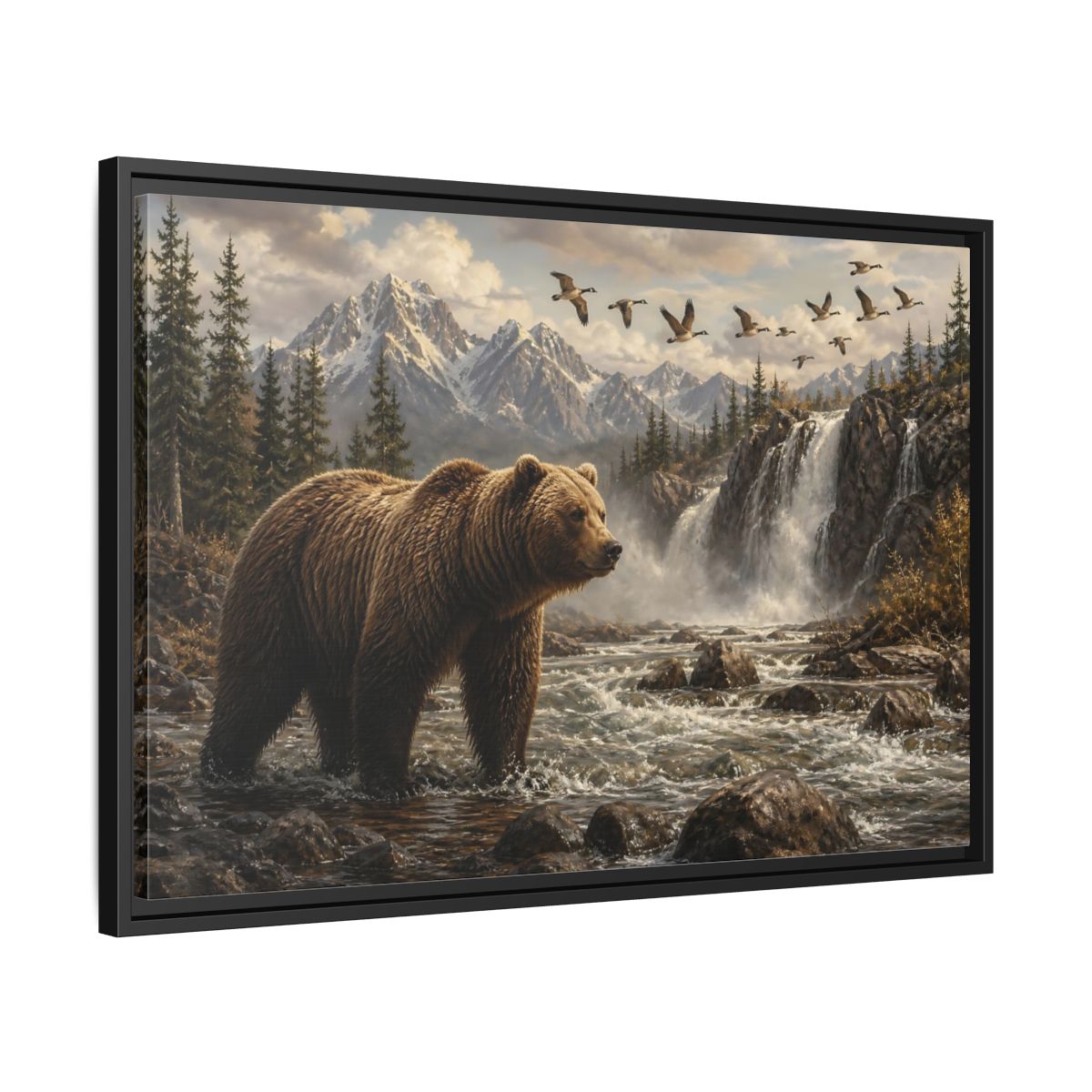 Side Mockup 14. Nature Bear Brown Bear Nature shown as stretched canvas wall art
