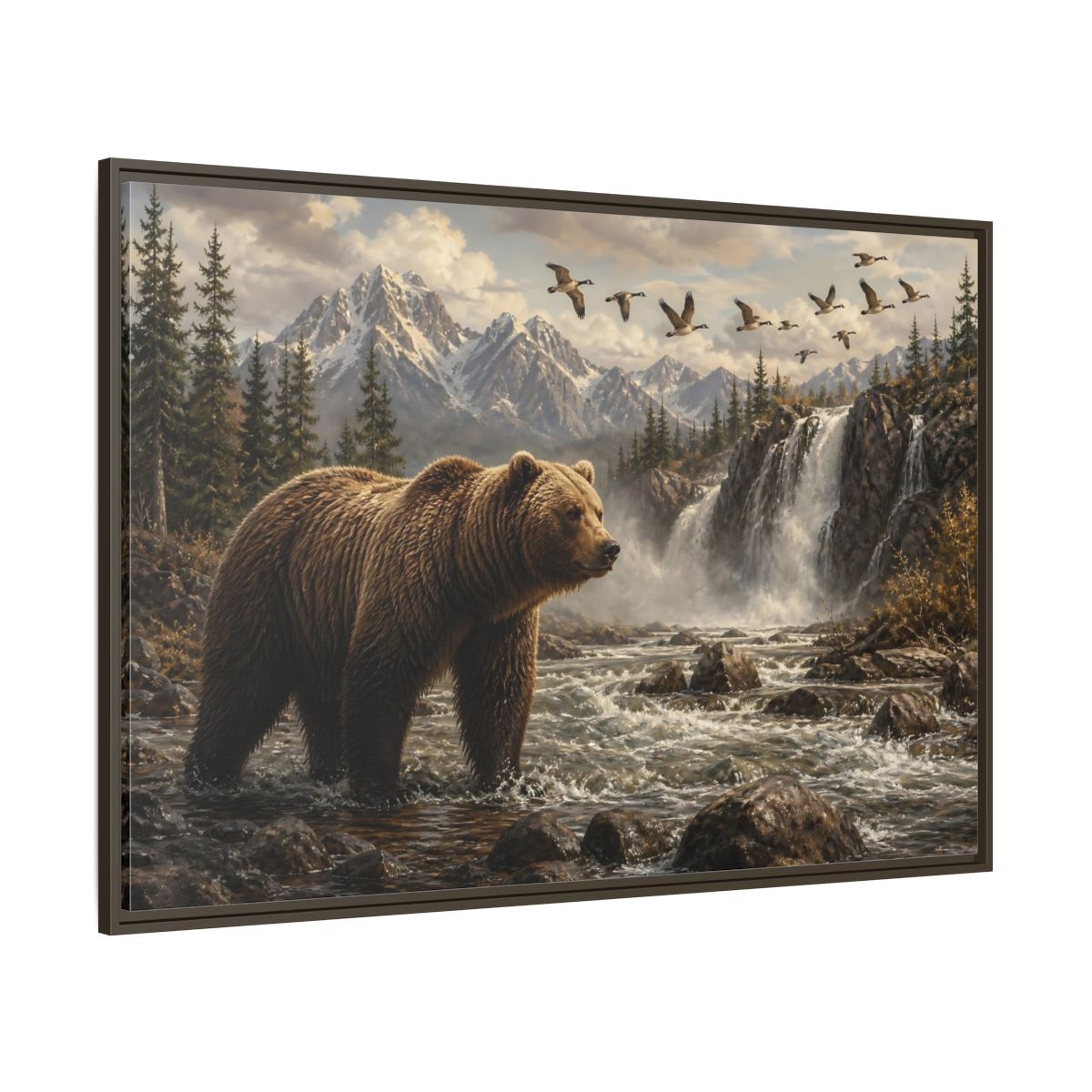 Side Mockup 8. Nature Bear Brown Bear Nature shown as stretched canvas wall art