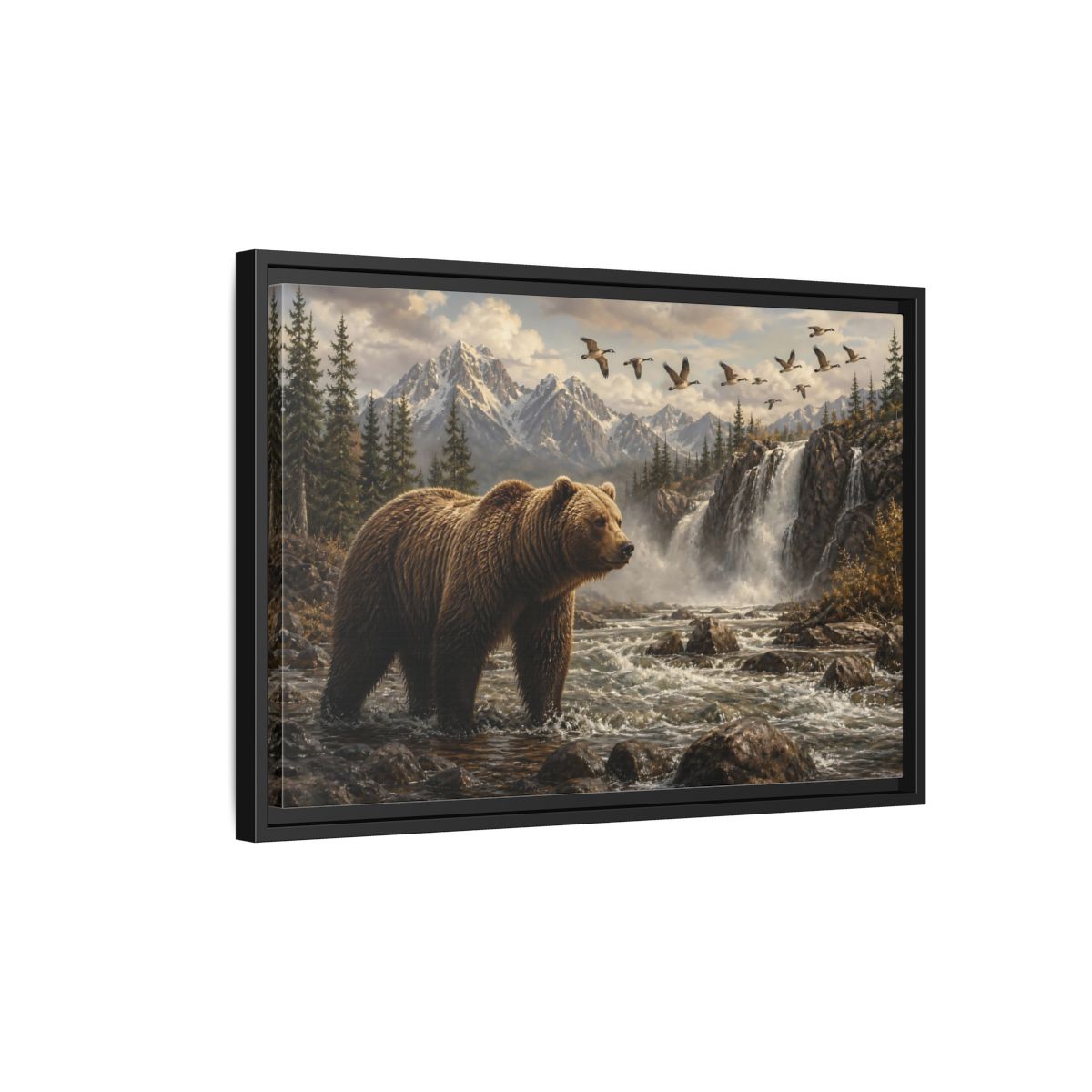 Side Mockup 3. Nature Bear Brown Bear Nature shown as stretched canvas wall art