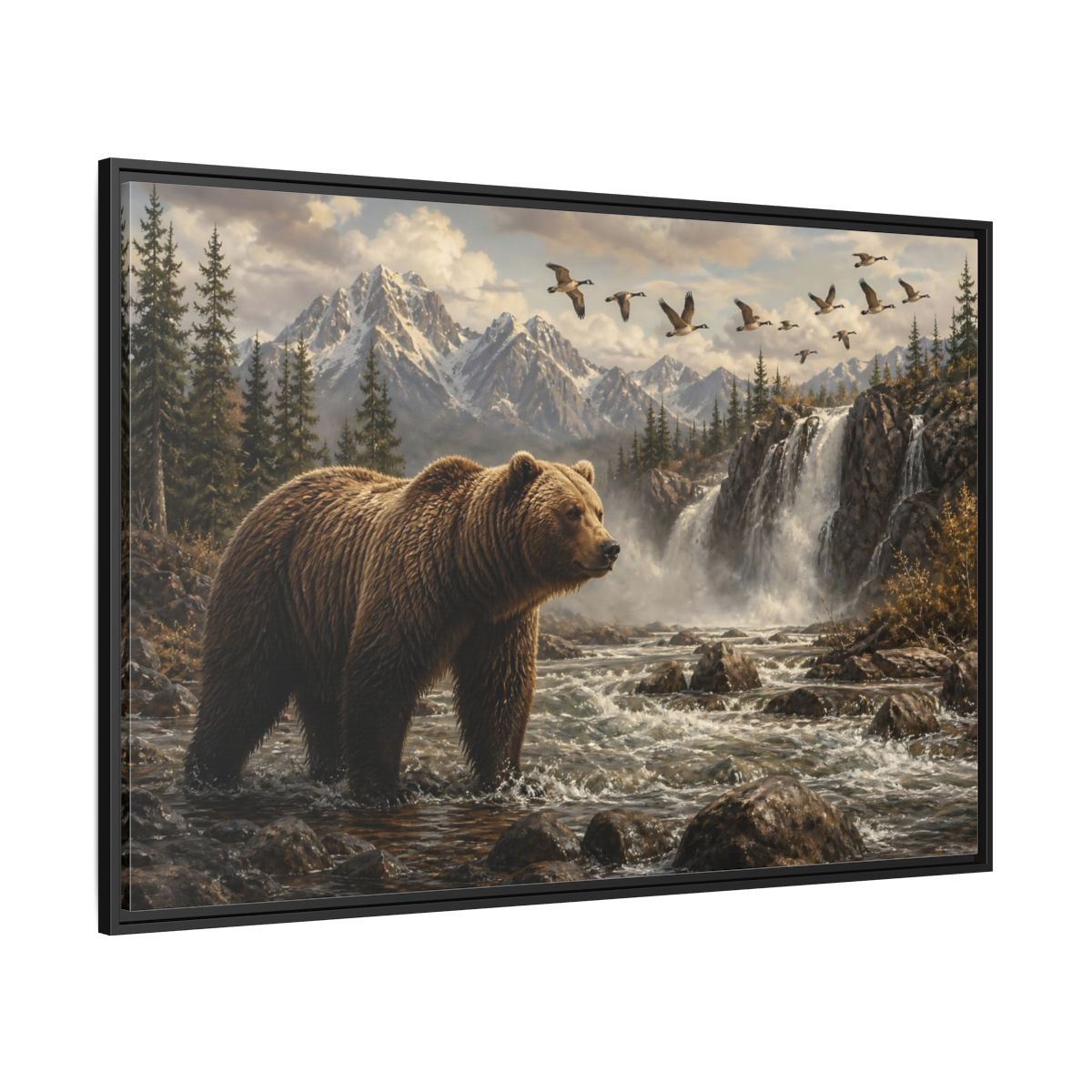 Side Mockup 12. Nature Bear Brown Bear Nature shown as stretched canvas wall art