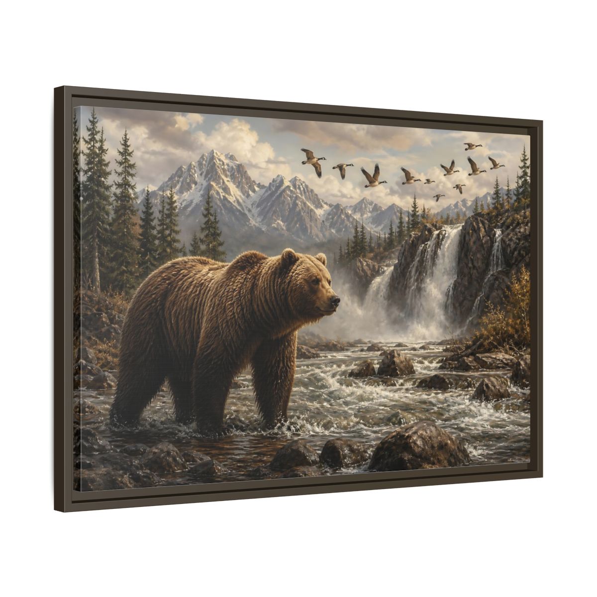 Side Mockup 11. Nature Bear Brown Bear Nature shown as stretched canvas wall art