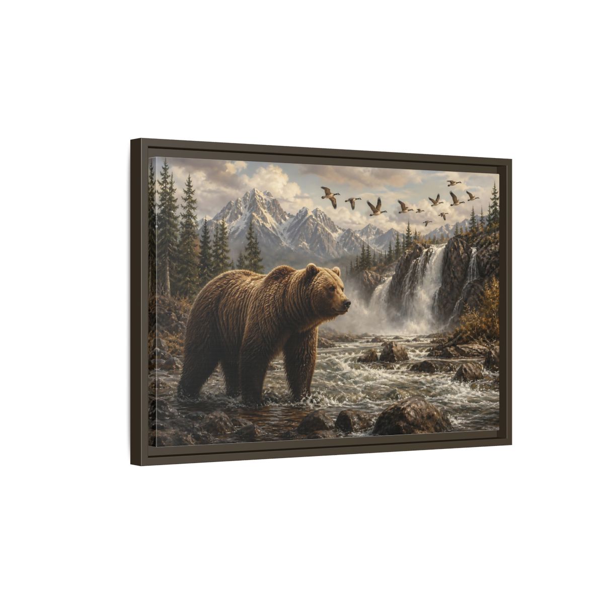 Side Mockup 2. Nature Bear Brown Bear Nature shown as stretched canvas wall art