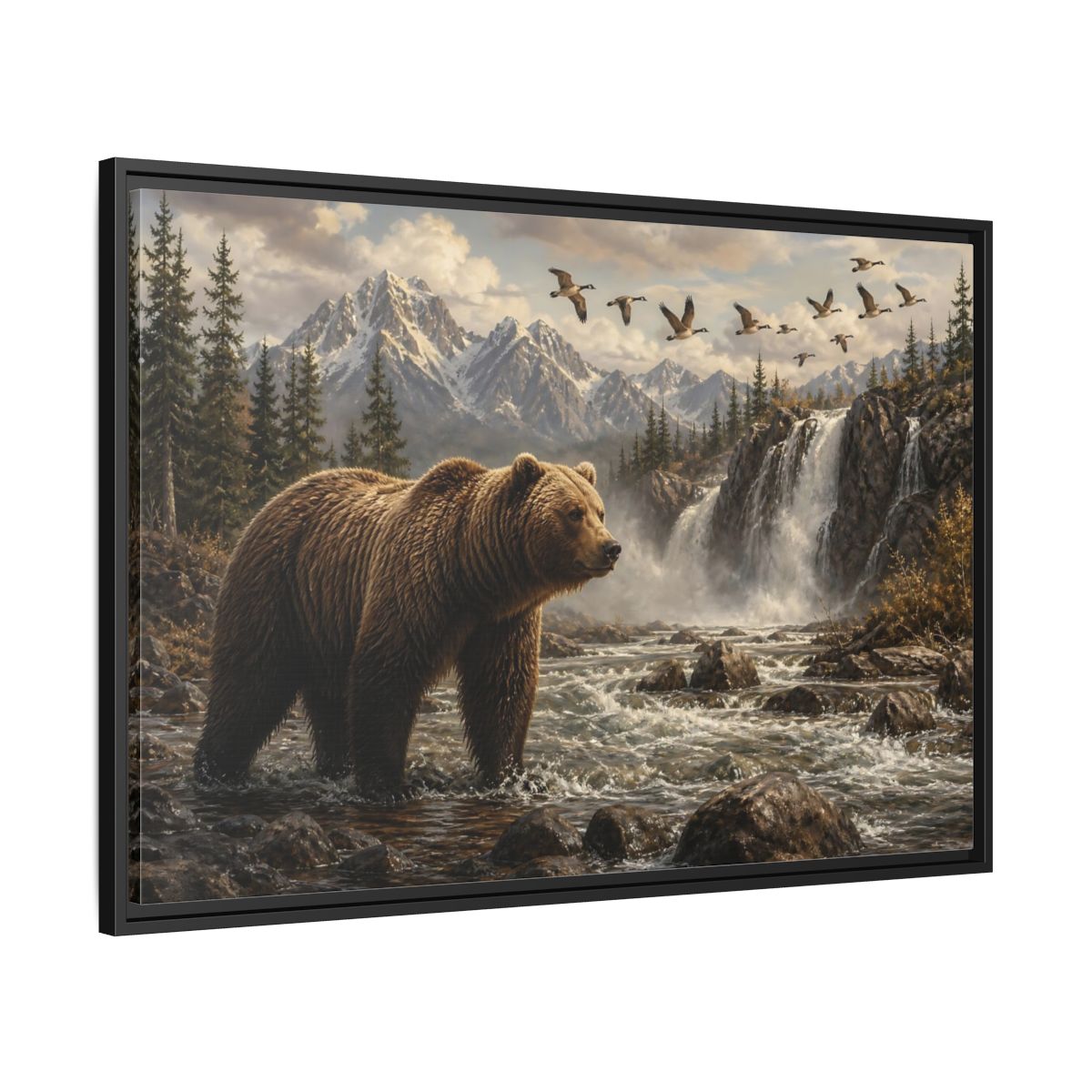 Side Mockup 13. Nature Bear Brown Bear Nature shown as stretched canvas wall art