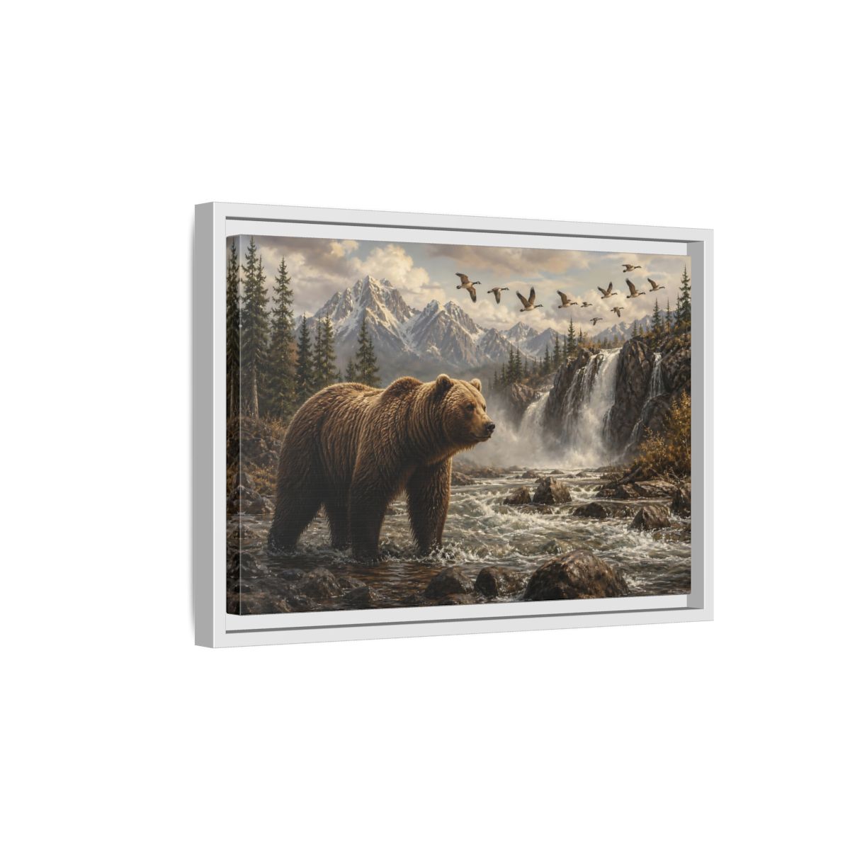 Side Mockup 4. Nature Bear Brown Bear Nature shown as stretched canvas wall art