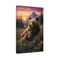Side Mockup 4. Nature Bear Family Brown Bears Sunset shown as stretched canvas wall art