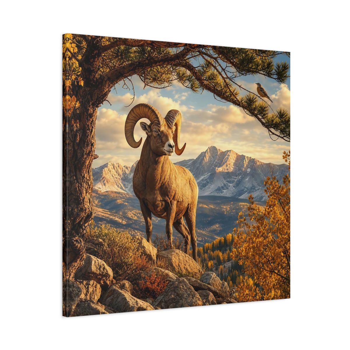 Main Mockup. Nature Bighorn Sheep Bighorn Sheep Mountains shown as stretched canvas wall art