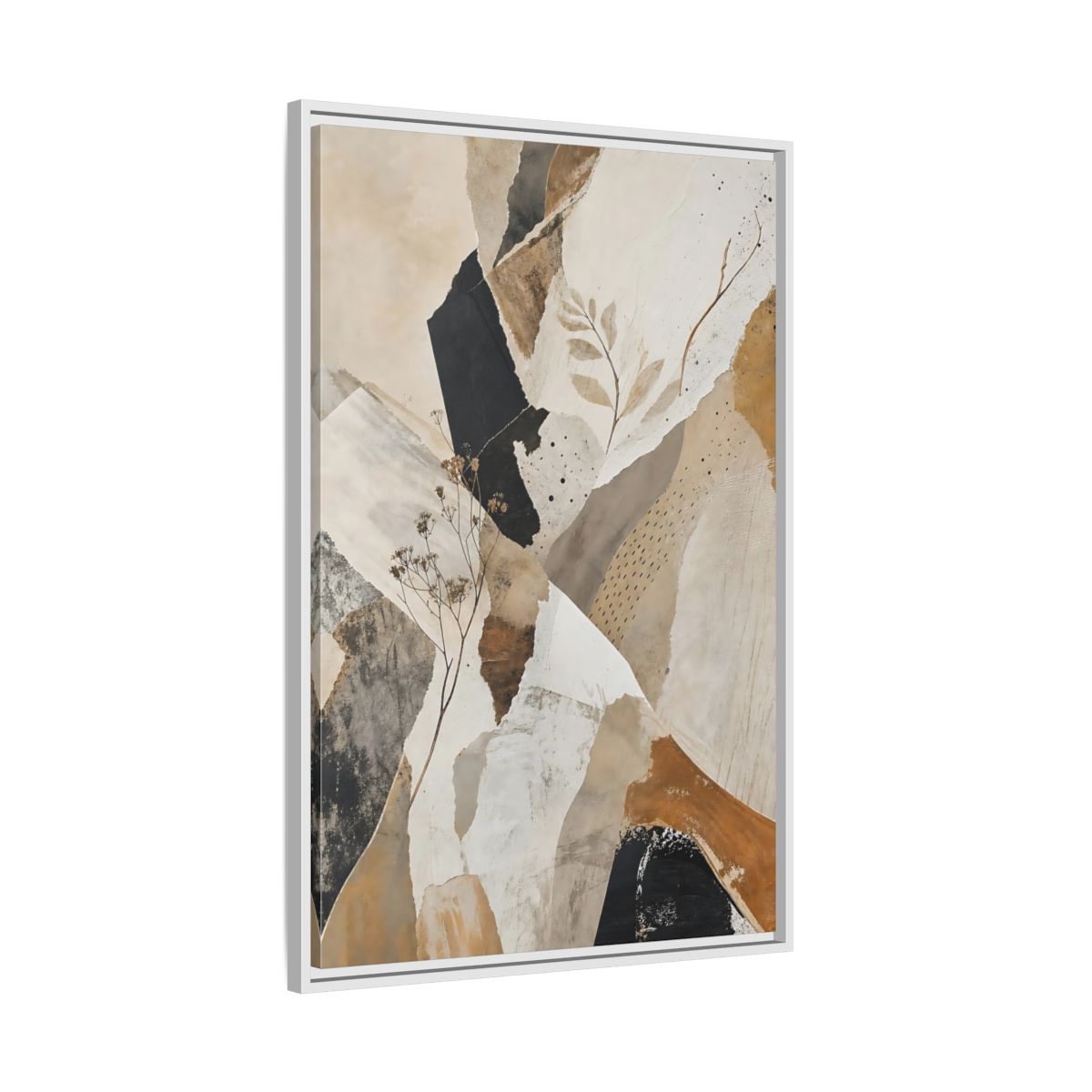 Side Mockup 9. Nature Botanical Collage Earthy Tone Collage shown as stretched canvas wall art