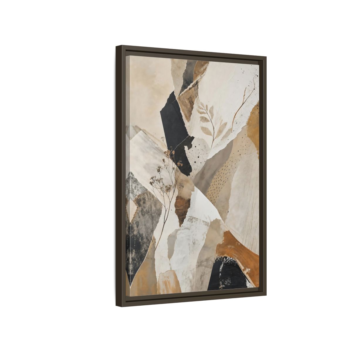 Side Mockup 2. Nature Botanical Collage Earthy Tone Collage shown as stretched canvas wall art