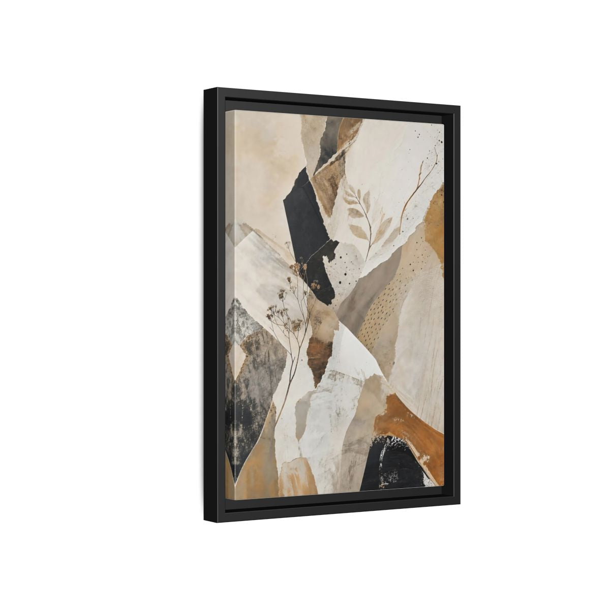Side Mockup 6. Nature Botanical Collage Earthy Tone Collage shown as stretched canvas wall art