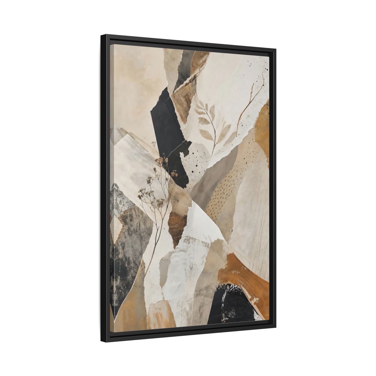 Side Mockup 14. Nature Botanical Collage Earthy Tone Collage shown as stretched canvas wall art