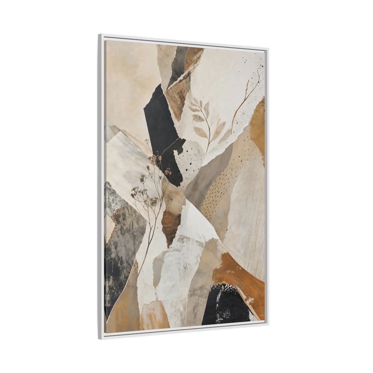 Side Mockup 7. Nature Botanical Collage Earthy Tone Collage shown as stretched canvas wall art