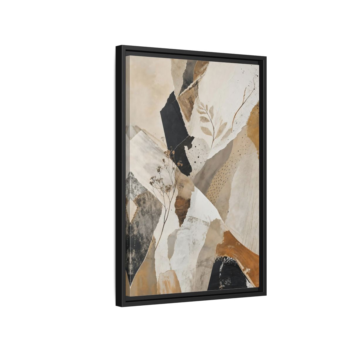Side Mockup 3. Nature Botanical Collage Earthy Tone Collage shown as stretched canvas wall art