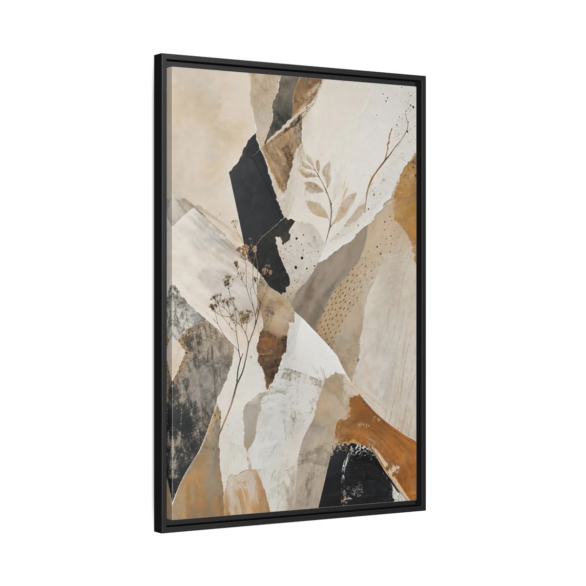 Side Mockup 13. Nature Botanical Collage Earthy Tone Collage shown as stretched canvas wall art