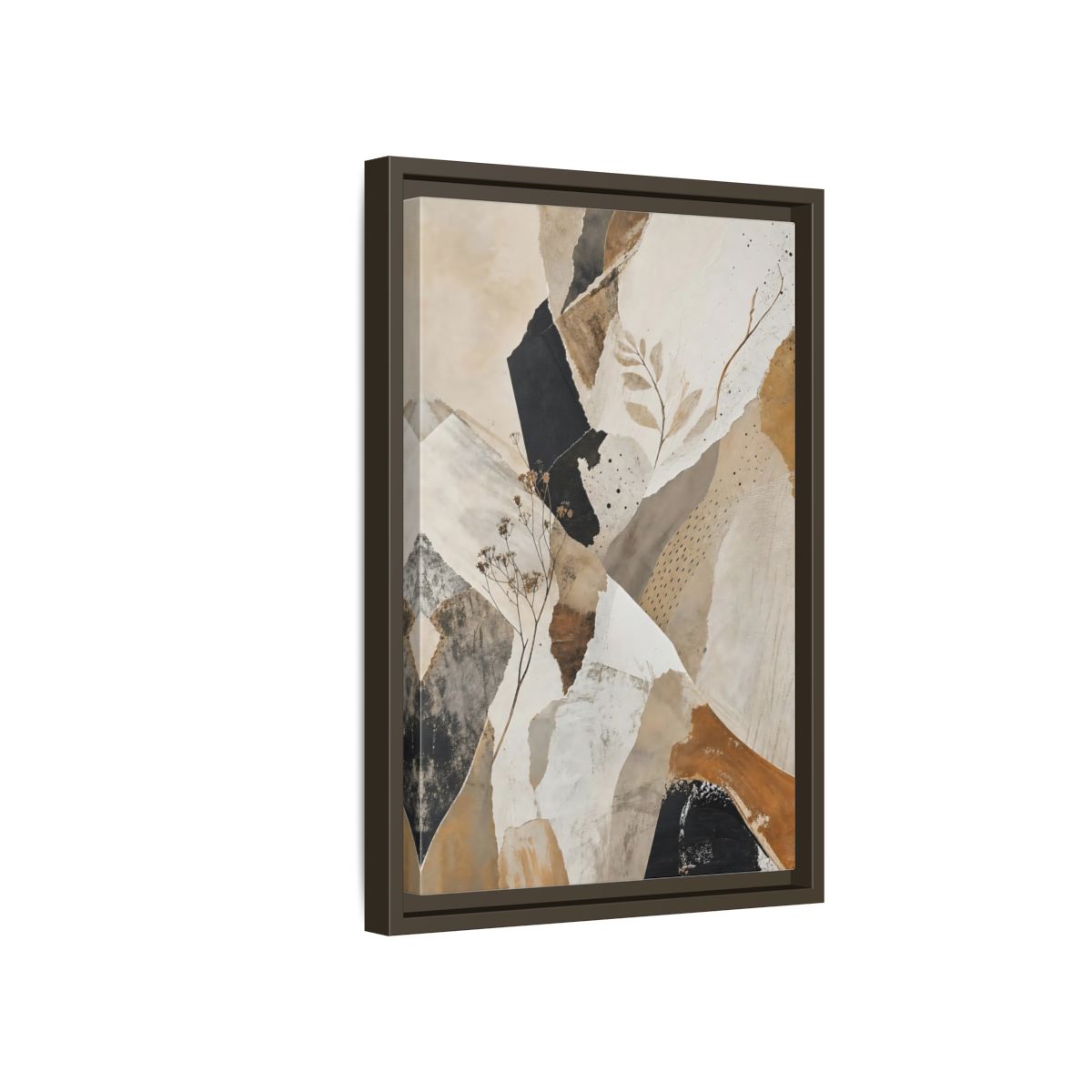 Side Mockup 5. Nature Botanical Collage Earthy Tone Collage shown as stretched canvas wall art