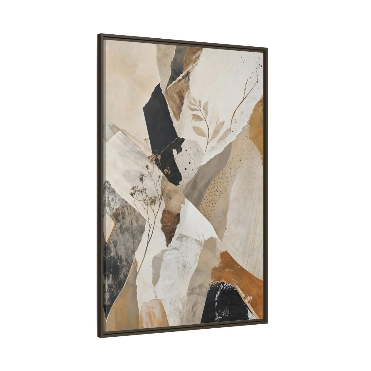 Side Mockup 8. Nature Botanical Collage Earthy Tone Collage shown as stretched canvas wall art