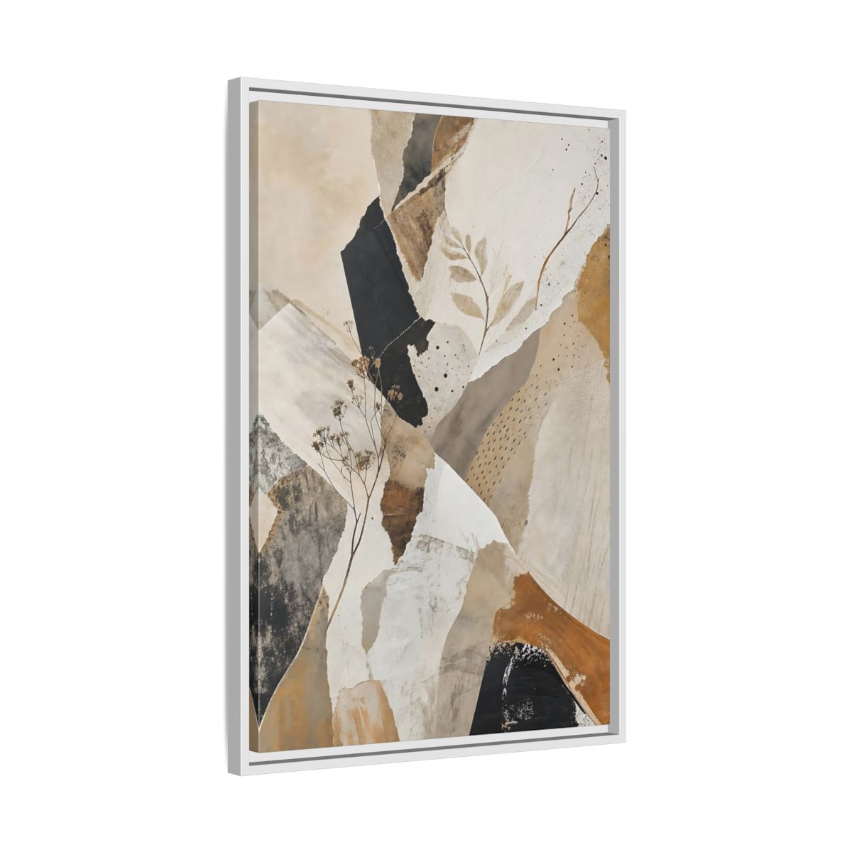 Side Mockup 10. Nature Botanical Collage Earthy Tone Collage shown as stretched canvas wall art