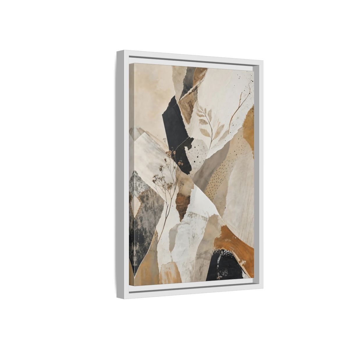Side Mockup 4. Nature Botanical Collage Earthy Tone Collage shown as stretched canvas wall art