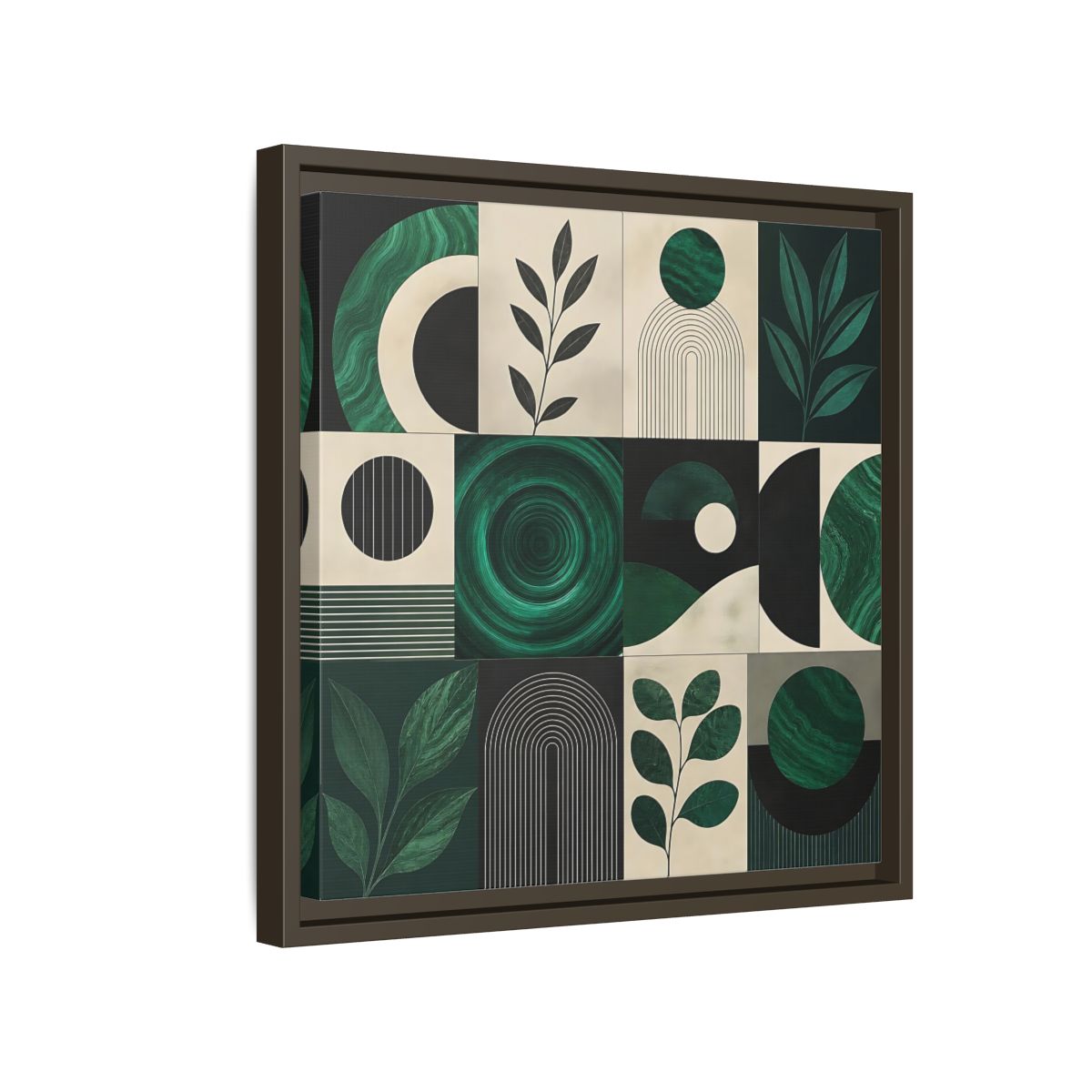 Side Mockup 14. Nature Botanical Forms Green Abstract Botanicals shown as stretched canvas wall art